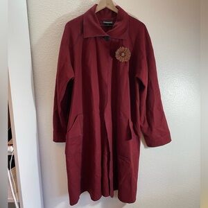 Beppa Red Single Button Double Face Wool Coat Size L.